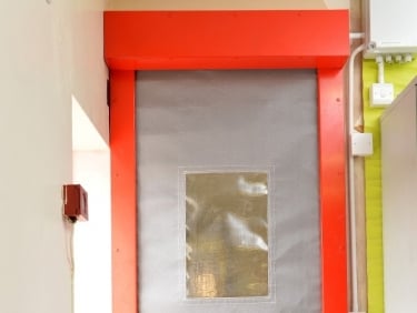 Fire curtain with red surrounds