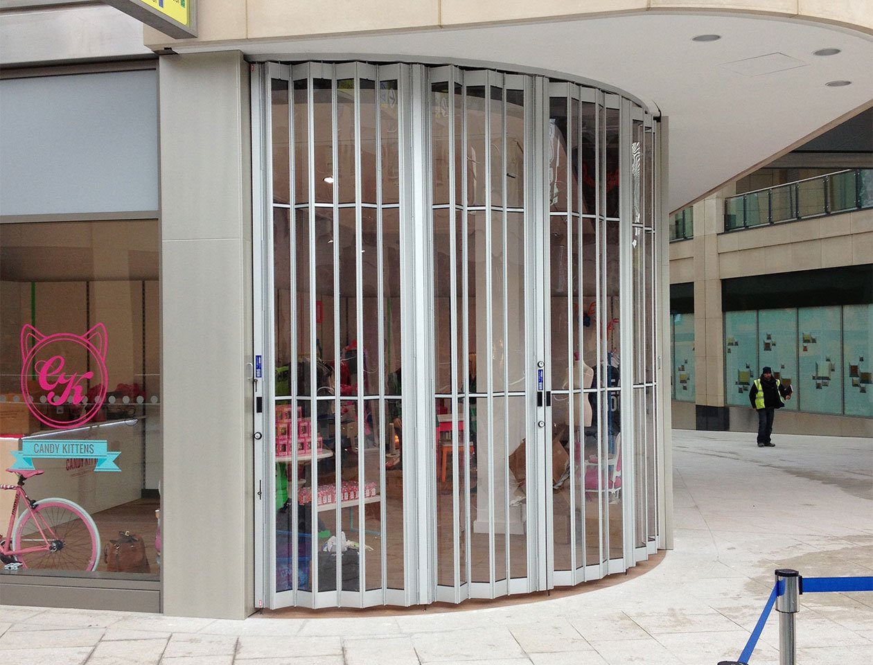 folding sliding shutters in situ at candy kittens shop