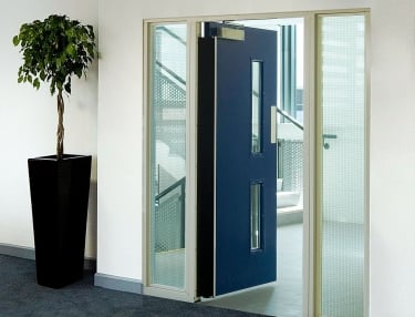 frequent use internal steel door in blue