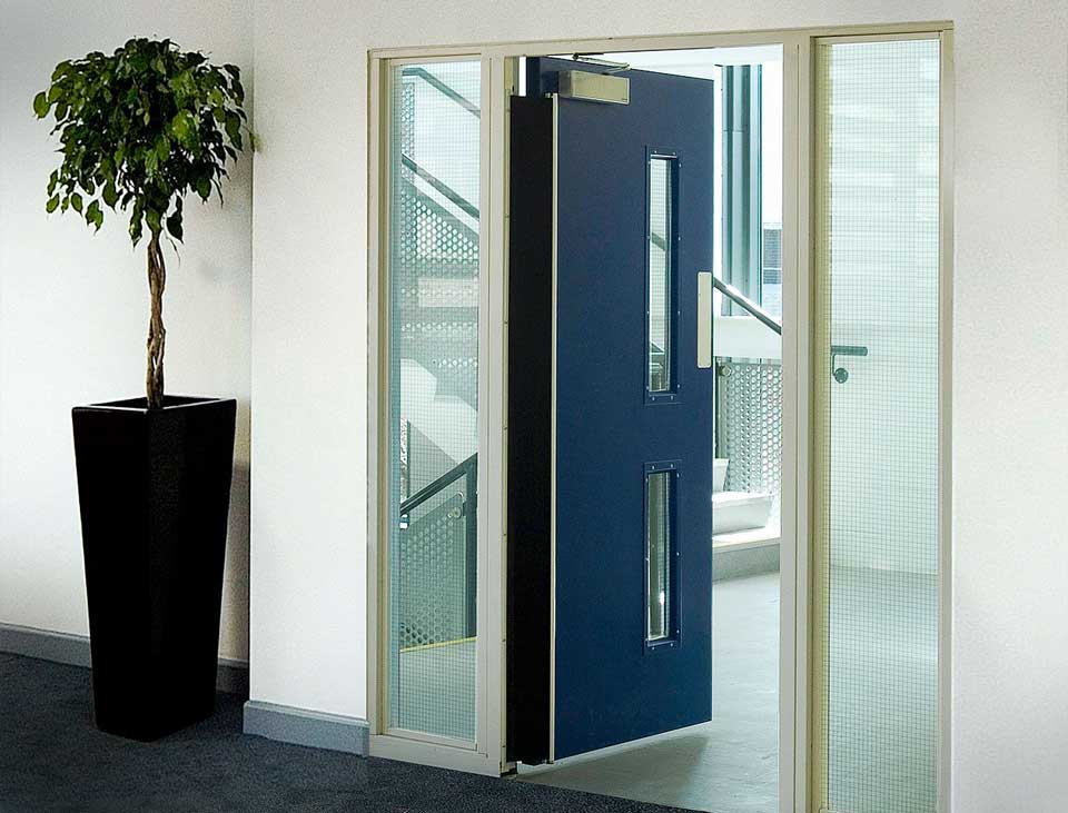 frequent use internal steel door in blue