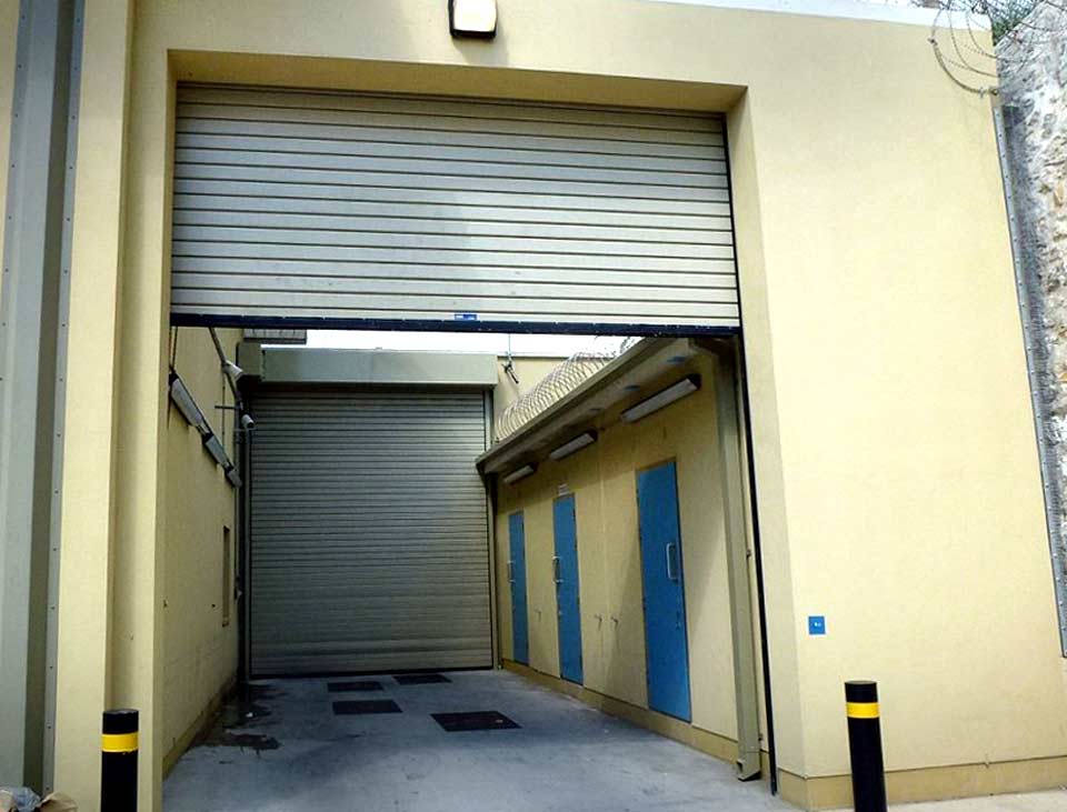 f1 industrial roller shutter door in situ at a prison
