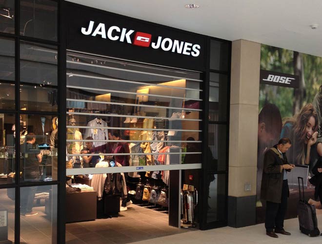 clear guard roller shutter doors in use at Jack Jones
