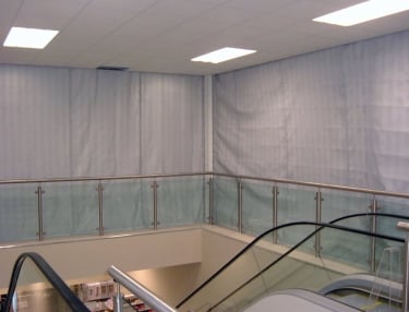 smoke curtain in use in a shopping centre