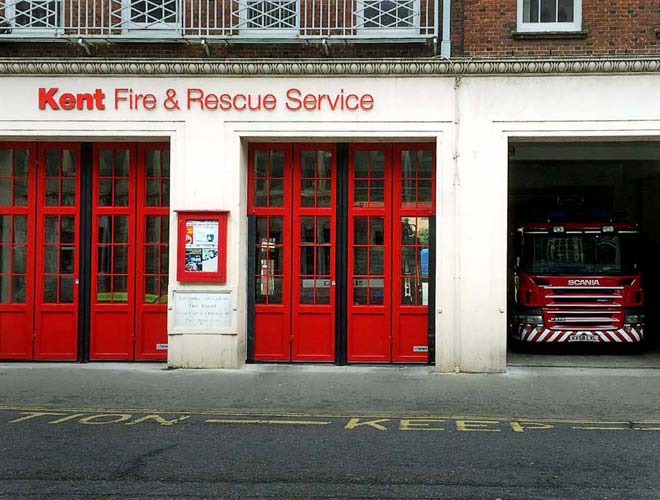front view from kent fire and rescue service industrial doors