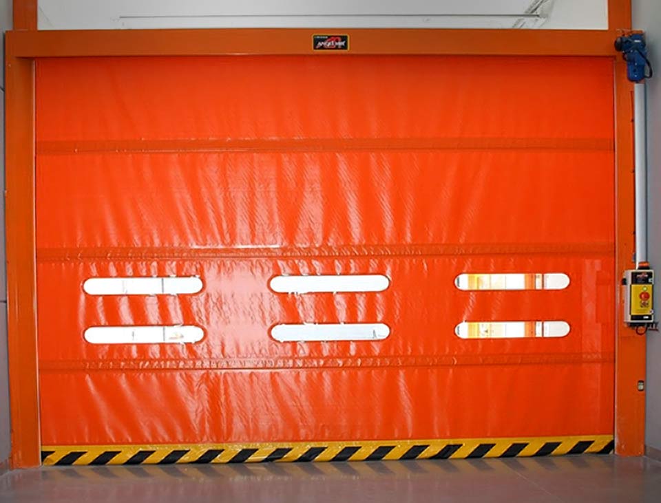 high speed door in orange