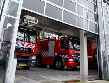 vertical stacking industrial door at a fire station