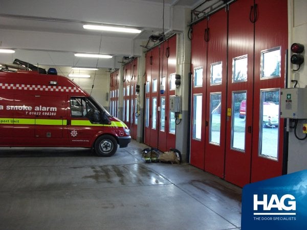 bi-folding industrial doors fitted at fire station