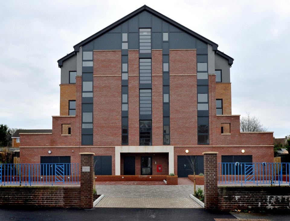 Communal entrance door to luxury apartment block